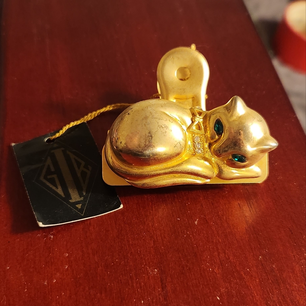 Vintage Gold Gay Boyer Cat Clip